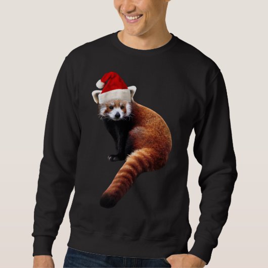 Red Panda Santa Niedlicher Weihnachtshut für Panda Sweatshirt (Vorderseite)