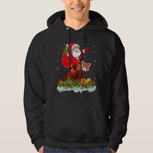 Red Panda  Santa Riding Red Panda Christmas Hoodie (Vorderseite)