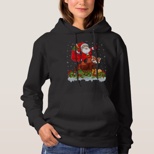 Red Panda  Santa Riding Red Panda Christmas Hoodie (Vorderseite)