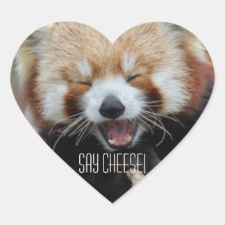 Red Panda - Say Cheese! Herz-Aufkleber
