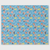 Red Panda Sky Blue Apple Muster Packaging Paper Geschenkpapier (Flach)