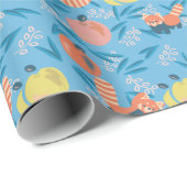 Red Panda Sky Blue Apple Muster Packaging Paper Geschenkpapier (Rolleneckpunkt)