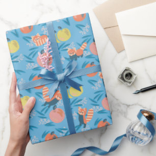 Red Panda Sky Blue Apple Musterpapier Geschenkpapier