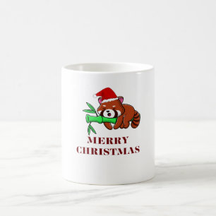 Red Panda Sleeping on Bamboo Branch Xmas Kaffeetasse