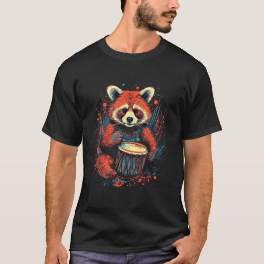 Red Panda Snare Drum Drumming Drummer Marching Ban T-Shirt (Vorderseite)