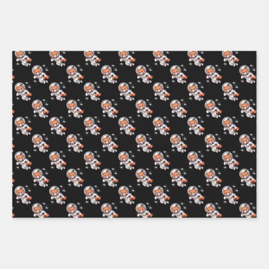 Red Panda Space Astronaut Geschenkpapier Set (Vorderseite)