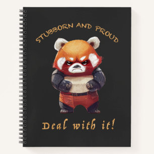 Red Panda Stubborn kümmert sich um Niedlichen und Notizblock