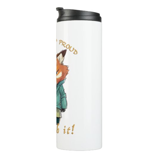 Red Panda Stubborn kümmert sich um Niedlichen und Thermosbecher (Nach rechts gedreht)