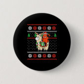 Red Panda Ugly Christmas Sweater Reindeer Llama Ri Button (Vorderseite)