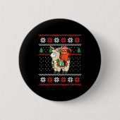 Red Panda Ugly Christmas Sweater Reindeer Llama Ri Button (Vorderseite)
