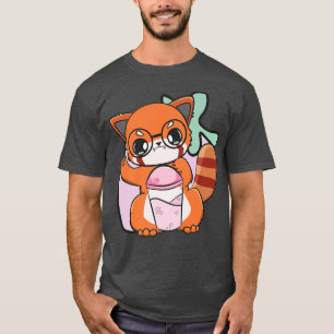 Red Panda und Boba Tea Bubble Otaku Niedlich Anime T-Shirt