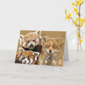 Red Panda und Red Fox, Freunde für immer Karte (Gelbe Blume)