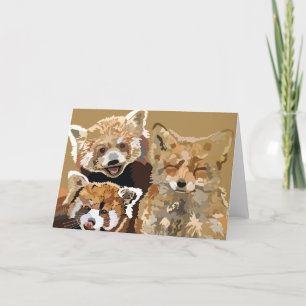 Red Panda und Red Fox, Freunde für immer Karte