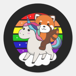Red Panda Unicorn Rainbow Animals Pandas Unicorns Runder Aufkleber