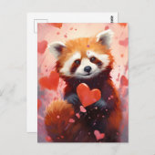 Red Panda Valentinstag Postkarte (Vorne/Hinten)