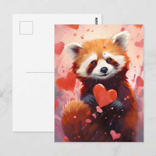 Red Panda Valentinstag Postkarte (Vorne/Hinten)