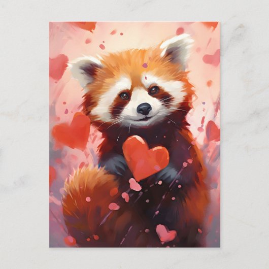 Red Panda Valentinstag Postkarte (Vorderseite)