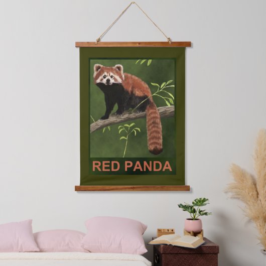 Red Panda Wandteppich Mit Holzrahmen (Schlafzimmer)