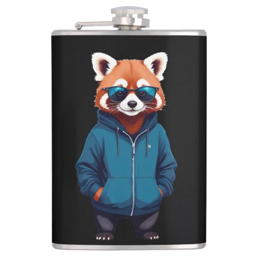Red Panda Wear Hoodie Funny Cool Animal Music Flachmann (Vorderseite)