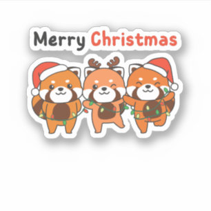 Red Panda Weihnachten Red Pandas Frohe Weihnachten Aufkleber