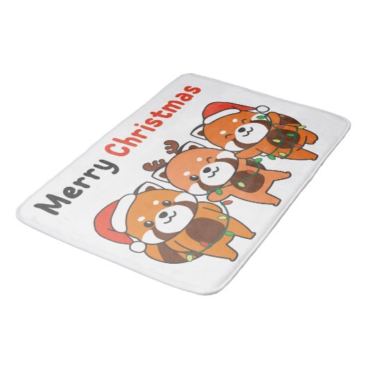 Red Panda Weihnachten Red Pandas Frohe Weihnachten Badematte (Schrägansicht)