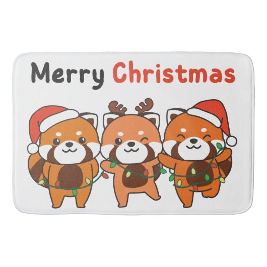 Red Panda Weihnachten Red Pandas Frohe Weihnachten Badematte (Vorderseite)