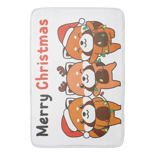 Red Panda Weihnachten Red Pandas Frohe Weihnachten Badematte (Vorderseite Vertikal)