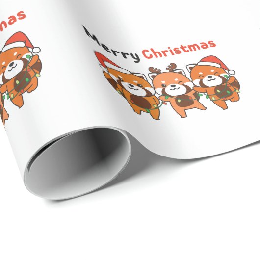 Red Panda Weihnachten Red Pandas Frohe Weihnachten Geschenkpapier (Rolleneckpunkt)