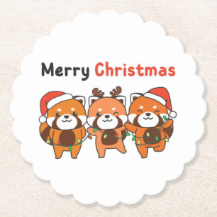 Red Panda Weihnachten Red Pandas Frohe Weihnachten Untersetzer