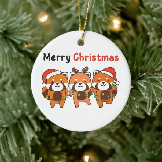 Red Panda Weihnachten Red Pandas Merry Christmas C Keramik Ornament (Baum)