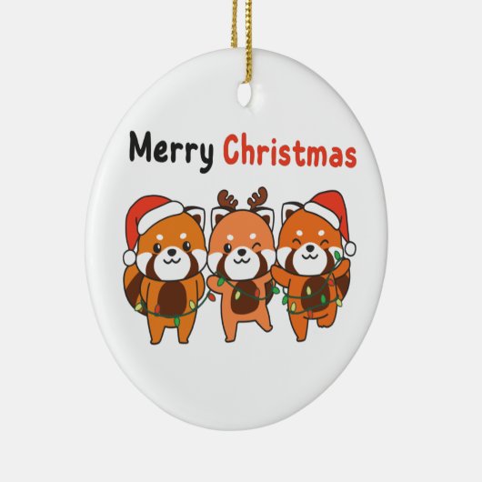 Red Panda Weihnachten Red Pandas Merry Christmas C Keramik Ornament (Rechts)
