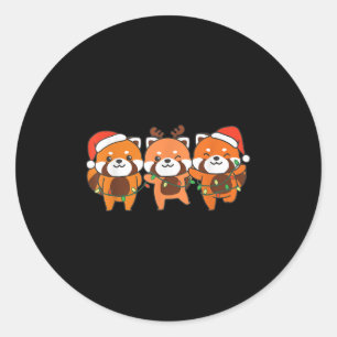 Red Panda Weihnachten Tiere Niedlich Red Pan Runder Aufkleber