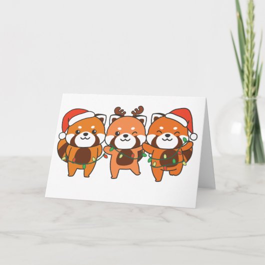 Red Panda Weihnachten Tiere Niedlich Red Pandas Ho (Vorderseite)