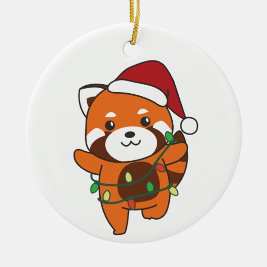 Red Panda Weihnachten Winter Tiere Red Pandas Cera Keramik Ornament (Vorne)