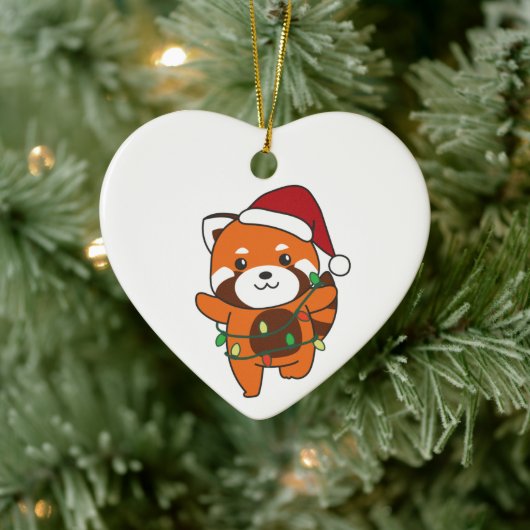 Red Panda Weihnachten Winter Tiere Red Pandas Cera Keramik Ornament (Baum)
