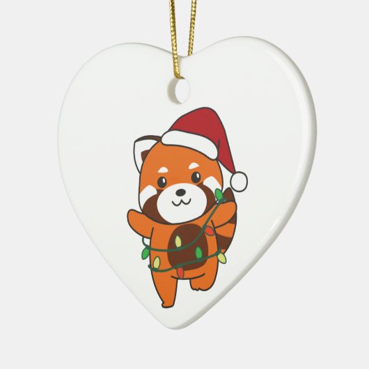 Red Panda Weihnachten Winter Tiere Red Pandas Cera Keramik Ornament (Links)