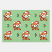 Red Panda Weihnachten Wintertiere Urlaub Pandas Geschenkpapier Set (Vorderseite 2)
