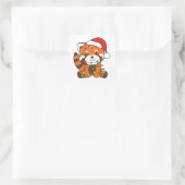 Red Panda Weihnachts Winter Animals Red Pandas Squ Quadratischer Aufkleber (Tasche)