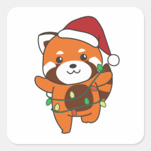 Red Panda Weihnachts Winter Animals Red Pandas Squ Quadratischer Aufkleber