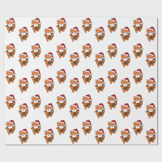 Red Panda Weihnachts Winter Animals Red Pandas Wra Geschenkpapier (Flach)