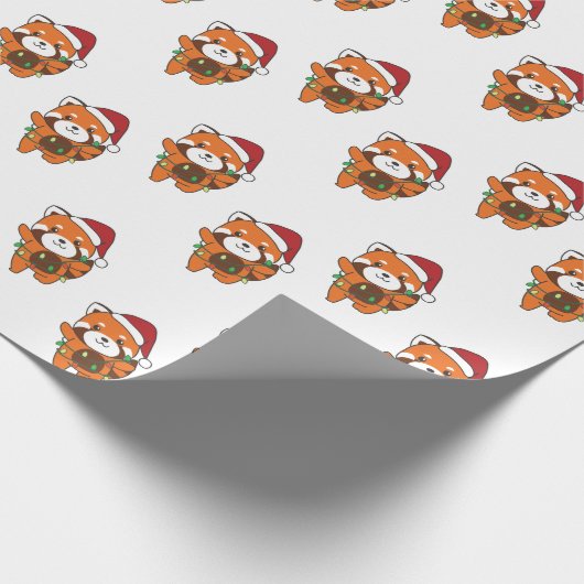Red Panda Weihnachts Winter Animals Red Pandas Wra Geschenkpapier (Ecke)