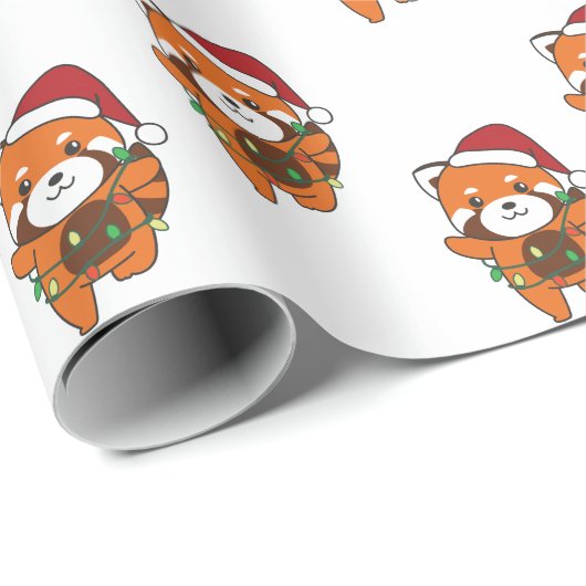 Red Panda Weihnachts Winter Animals Red Pandas Wra Geschenkpapier (Rolleneckpunkt)