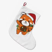 Red Panda Weihnachts Winter Tiere Red Pandas Larg Großer Weihnachtsstrumpf (Vorderansicht (hängend))