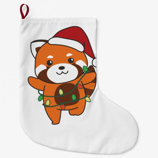 Red Panda Weihnachts Winter Tiere Red Pandas Larg Großer Weihnachtsstrumpf (Vorderseite)