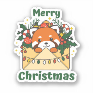 Red Panda Weihnachtsbrief Winter Animals Pandas Aufkleber