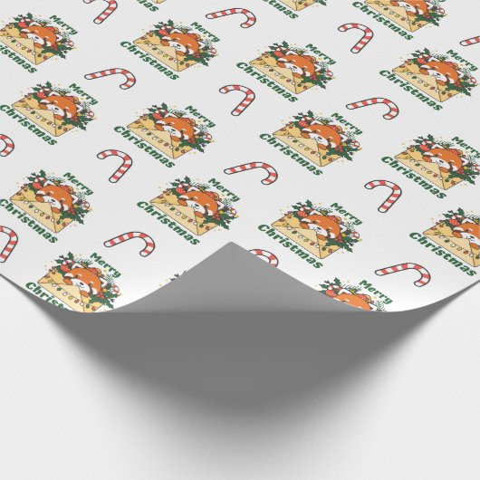 Red Panda Weihnachtsbrief Winter Animals Pandas Geschenkpapier (Ecke)