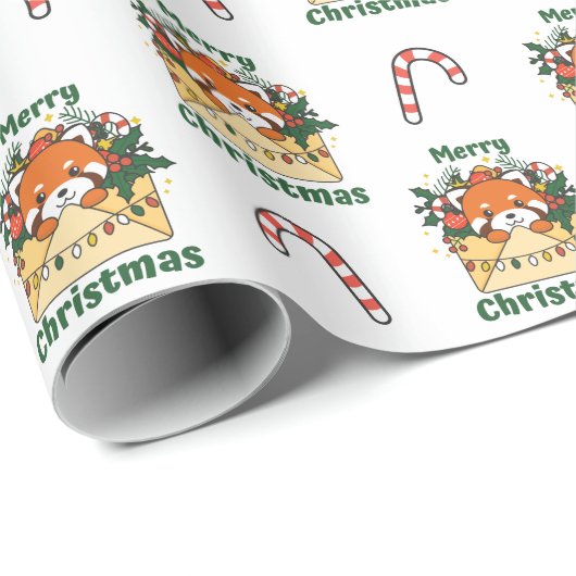 Red Panda Weihnachtsbrief Winter Animals Pandas Geschenkpapier (Rolleneckpunkt)