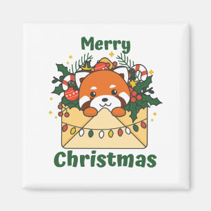 Red Panda Weihnachtsbrief Winter Animals Pandas Magnet