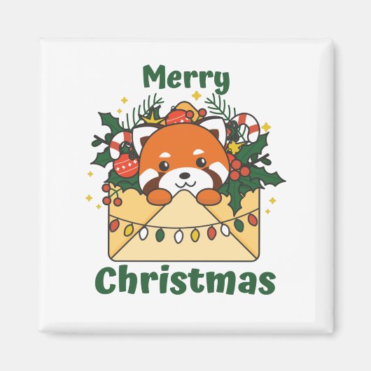 Red Panda Weihnachtsbrief Winter Animals Pandas Magnet (Vorne)