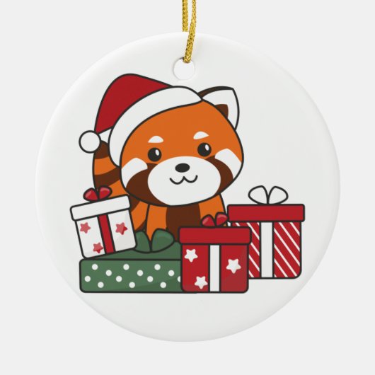 Red Panda Weihnachtsgeschenk Winter Red Pandas Ker Keramik Ornament (Vorne)
